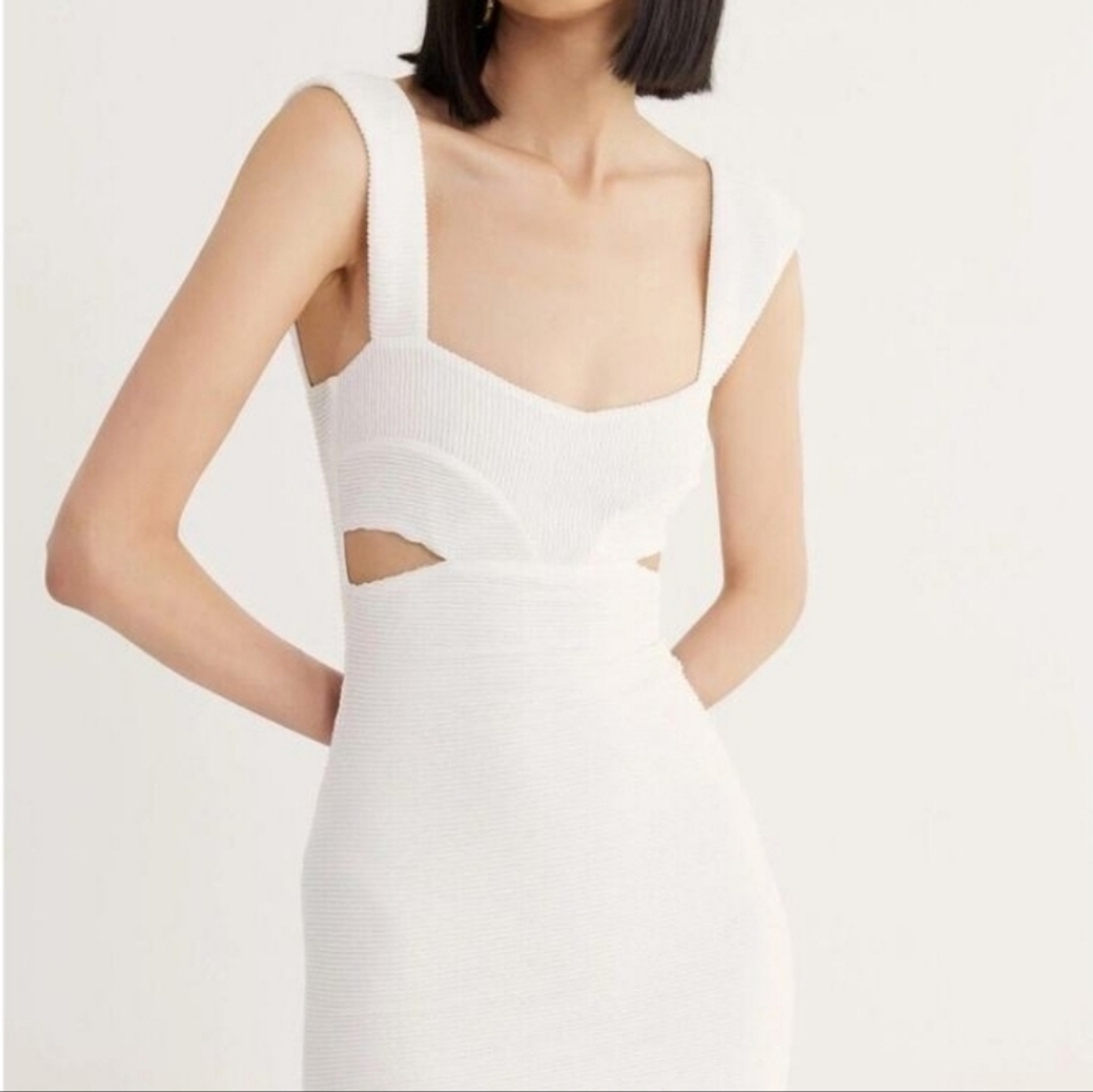 Rumer The Label Rae Mini Dress Size Small White Cutout Ribbed Stretchy - Picture 2 of 16